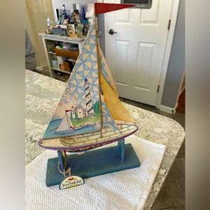 Jim Shore Sail boat! Rare find, brand new with tag!